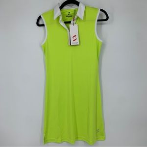 Savalino Womens Small Tennis Core Jennifer Dress Brat Green Preppy Polo UV30 NEW